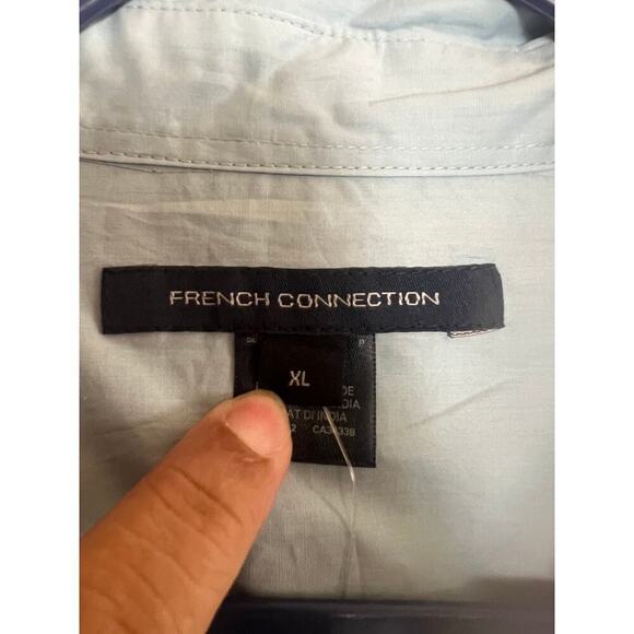 French Connection Women's Blue Boxy Cele Rhodes Cotton Blouse Sz XL - Picture 5 of 6